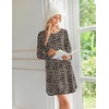 image:imageEkouaer 2 Pack Long Sleeve Nightgown for Women Crew Neck Pleated SleepshirtBlackLeopard