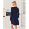 image:imageEkouaer 2 Pack Long Sleeve Nightgown for Women Crew Neck Pleated SleepshirtBlackNavy Blue