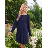 image:imageEkouaer 2 Pack Long Sleeve Nightgown for Women Crew Neck Pleated SleepshirtBlackNavy Blue