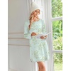 image:imageEkouaer 2 Pack Long Sleeve Nightgown for Women Crew Neck Pleated SleepshirtBlue FloralLight Green Floral