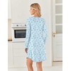 image:imageEkouaer 2 Pack Long Sleeve Nightgown for Women Crew Neck Pleated SleepshirtBlue FloralLight Green Floral