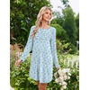 image:imageEkouaer 2 Pack Long Sleeve Nightgown for Women Crew Neck Pleated SleepshirtBlue FloralLight Green Floral