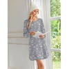 image:imageEkouaer 2 Pack Long Sleeve Nightgown for Women Crew Neck Pleated SleepshirtCoffeStar Print