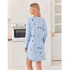 image:imageEkouaer 2 Pack Long Sleeve Nightgown for Women Crew Neck Pleated SleepshirtCoffeStar Print