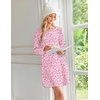 image:imageEkouaer 2 Pack Long Sleeve Nightgown for Women Crew Neck Pleated SleepshirtPurple FloralPink Floral
