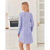 image:imageEkouaer 2 Pack Long Sleeve Nightgown for Women Crew Neck Pleated SleepshirtPurple FloralPink Floral