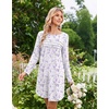 image:imageEkouaer 2 Pack Long Sleeve Nightgown for Women Crew Neck Pleated SleepshirtPurple FlowerWhite Floral