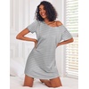 image:imageEkouaer 3 Pack Nightgowns for Women Short Sleeve Sleepshirt Night ShirtsBlackGreyLight Grey Stripe