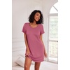 image:imageEkouaer 3 Pack Nightgowns for Women Short Sleeve Sleepshirt Night ShirtsBlackPeach RedCeladon Green