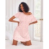 image:imageEkouaer 3 Pack Nightgowns for Women Short Sleeve Sleepshirt Night ShirtsGreen FloralBlue Bow StripesFloral Pink