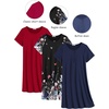 image:imageEkouaer 3 Pack Nightgowns for Women Short Sleeve Sleepshirt Night ShirtsNavyBlack ButterflyWine Red