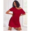 image:imageEkouaer 3 Pack Nightgowns for Women Short Sleeve Sleepshirt Night ShirtsNavyBlack ButterflyWine Red