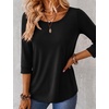 image:imageEkouaer 34 Sleeve Womens Tops Scoop Neck T Shirts 2026 Casual Basic TeesBlack