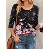 image:imageEkouaer 34 Sleeve Womens Tops Scoop Neck T Shirts 2026 Casual Basic TeesFloral Black Multi