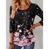 image:imageEkouaer 34 Sleeve Womens Tops Scoop Neck T Shirts 2026 Casual Basic TeesFloral Black Multi