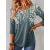 image:imageEkouaer 34 Sleeve Womens Tops Scoop Neck T Shirts 2026 Casual Basic TeesFlower Printwf71