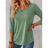 image:imageEkouaer 34 Sleeve Womens Tops Scoop Neck T Shirts 2026 Casual Basic TeesLight Green