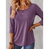 image:imageEkouaer 34 Sleeve Womens Tops Scoop Neck T Shirts 2026 Casual Basic TeesPurple