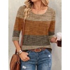 image:imageEkouaer 34 Sleeve Womens Tops Scoop Neck T Shirts 2026 Casual Basic TeesStriped Khaki