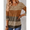 image:imageEkouaer 34 Sleeve Womens Tops Scoop Neck T Shirts 2026 Casual Basic TeesStriped Khaki