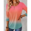 image:imageEkouaer 34 Sleeve Womens Tops Scoop Neck T Shirts 2026 Casual Basic TeesSunset Ombre