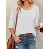 image:imageEkouaer 34 Sleeve Womens Tops Scoop Neck T Shirts 2026 Casual Basic TeesWhite