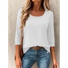 image:imageEkouaer 34 Sleeve Womens Tops Scoop Neck T Shirts 2026 Casual Basic TeesWhite
