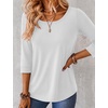 image:imageEkouaer 34 Sleeve Womens Tops Scoop Neck T Shirts 2026 Casual Basic TeesWhite