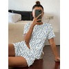 image:imageEkouaer Cute Pajama Sets for Women Summer Short Sleeve Lounge Sets SXXLBlue Floral