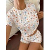 image:imageEkouaer Cute Pajama Sets for Women Summer Short Sleeve Lounge Sets SXXLColorful Flowers