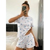 image:imageEkouaer Cute Pajama Sets for Women Summer Short Sleeve Lounge Sets SXXLOcean White