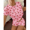 image:imageEkouaer Cute Pajama Sets for Women Summer Short Sleeve Lounge Sets SXXLPink Cherry