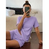 image:imageEkouaer Cute Pajama Sets for Women Summer Short Sleeve Lounge Sets SXXLPurple