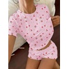 image:imageEkouaer Cute Pajama Sets for Women Summer Short Sleeve Lounge Sets SXXLPurple Cherry
