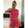 image:imageEkouaer Cute Pajama Sets for Women Summer Short Sleeve Lounge Sets SXXLRed Love