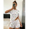 image:imageEkouaer Cute Pajama Sets for Women Summer Short Sleeve Lounge Sets SXXLWhite Flowers