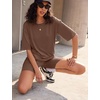 image:imageEkouaer Lounge Sets 2 Piece Summer Outfits 2026 Oversized Biker Short SetsBrown