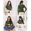image:imageEkouaer Maternity Long Sleeve Shirt 3Packs Round Neck Pregnancy Tops Casual Tee Top ShirtsBlackWhiteArmy Green