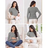image:imageEkouaer Maternity Long Sleeve Shirt 3Packs Round Neck Pregnancy Tops Casual Tee Top ShirtsCaramelWine RedDgrey Textile