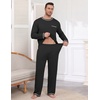 image:imageEkouaer Mens Long Sleeve TShirt Pajama Set Soft 2 Piece Lounge SetBlack