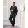 image:imageEkouaer Mens Long Sleeve TShirt Pajama Set Soft 2 Piece Lounge SetBlack