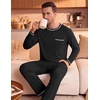 image:imageEkouaer Mens Long Sleeve TShirt Pajama Set Soft 2 Piece Lounge SetBlack