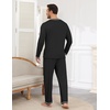 image:imageEkouaer Mens Long Sleeve TShirt Pajama Set Soft 2 Piece Lounge SetBlack