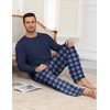 image:imageEkouaer Mens Long Sleeve TShirt Pajama Set Soft 2 Piece Lounge SetBlue Plaid