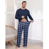 image:imageEkouaer Mens Long Sleeve TShirt Pajama Set Soft 2 Piece Lounge SetBlue Plaid