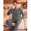image:imageEkouaer Mens Long Sleeve TShirt Pajama Set Soft 2 Piece Lounge SetDark Dray