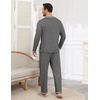 image:imageEkouaer Mens Long Sleeve TShirt Pajama Set Soft 2 Piece Lounge SetDark Dray