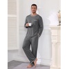image:imageEkouaer Mens Long Sleeve TShirt Pajama Set Soft 2 Piece Lounge SetDark Dray