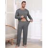 image:imageEkouaer Mens Long Sleeve TShirt Pajama Set Soft 2 Piece Lounge SetDark Dray