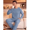 image:imageEkouaer Mens Long Sleeve TShirt Pajama Set Soft 2 Piece Lounge SetGrey Blue